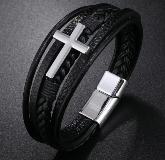 Pulsera Cruz de Cuero